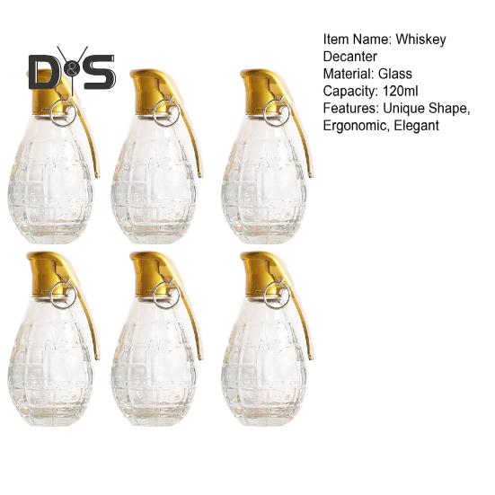 Decantador de Whisky de 120 ml Botella de Whisky de Cristal Pequeña para Bourbon Brandy Licor Ron Transparente para Beber Regalo para Hombre Papá Marido