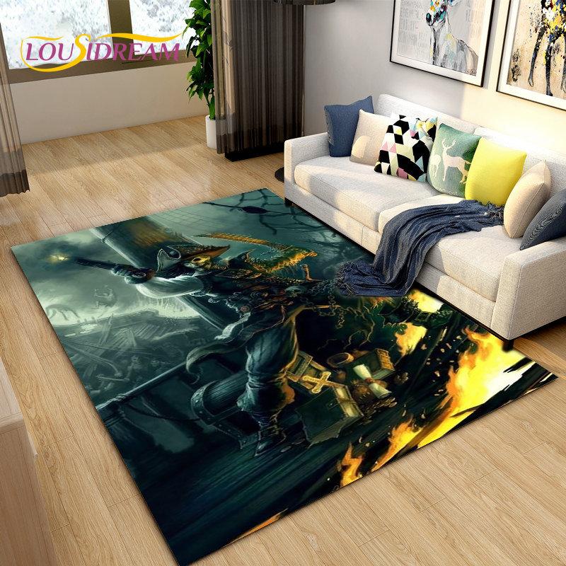 3D Horror Death Skull Pirate  Area Rug,Carpet Rug for Living Room Bedroom Sofa Doormat Decoration, Kids Play Non-slip Floor Mat