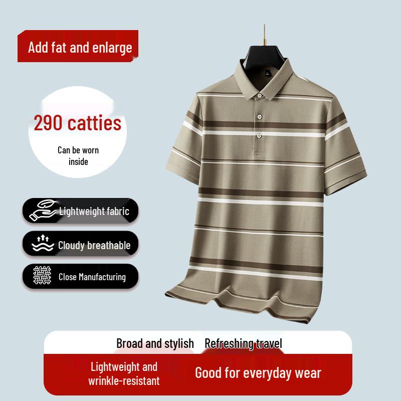 Dibinze Men s Plus Size Striped Polo Shirt 50