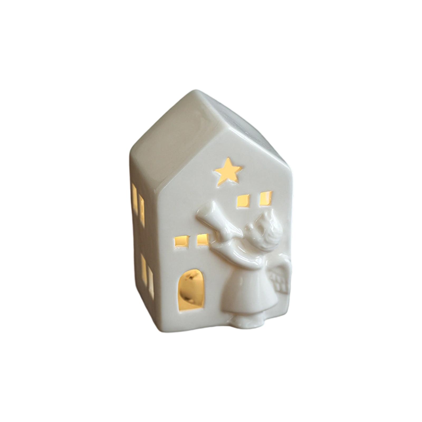 

Керамические украшения Светящийся Рождественский домик Домик Европейский стиль Полый Настольное украшение Ночник Атмосферный свет One Size