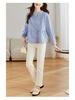 2025 Women's Pure Cotton Striped Long Sleeve Round Neck Shirt – Comfortable, Breathable, Versatile Casual Classic
