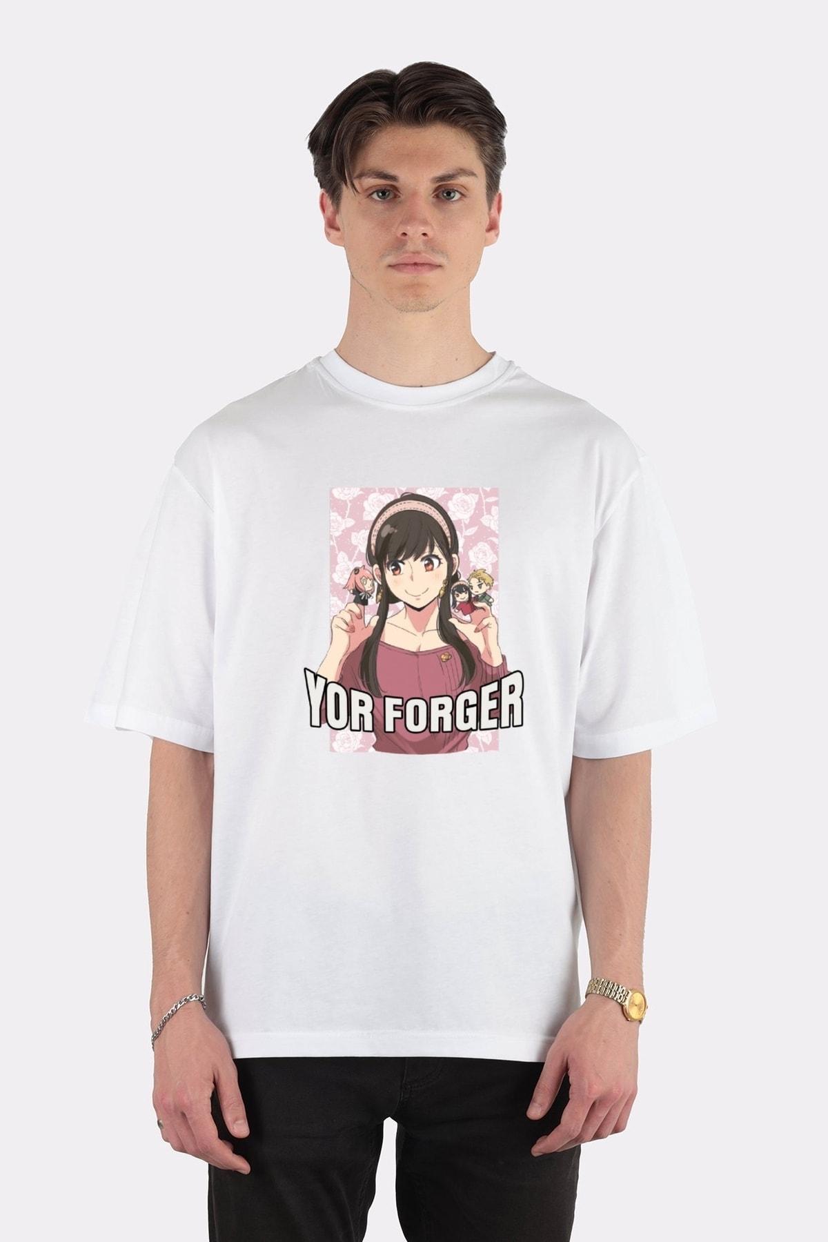 

Unisex Beyaz Oversize T-shirt Spy X Family - Yor Forger Cute Forger Family