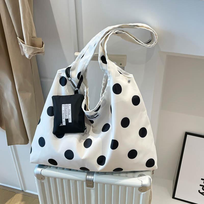 Nyl Dots Zipper Large Capacity Casual Tote 2026 New Korean Style Versatile Bags Daily Commute Fashi Shoulder Bags Bolsa