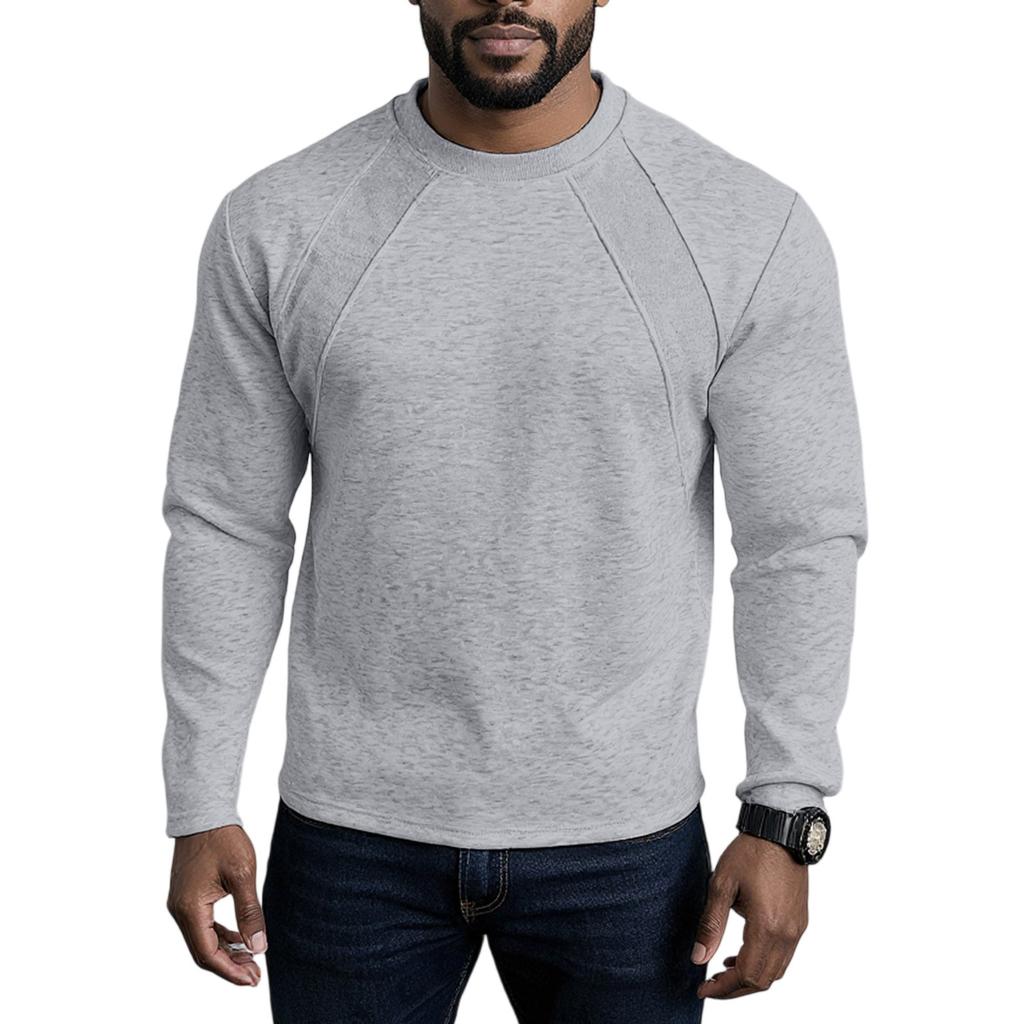 Splicing Round Neck Sweatshirt, Loose Long Sleeved T-Shirt Fashionable Top