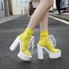Fashion 14cm Summer New Women's Sandals Sexy Waterproof Platform Transparent PVC Lace-Up Chunky Heel High Heel Sandals stripper heels
