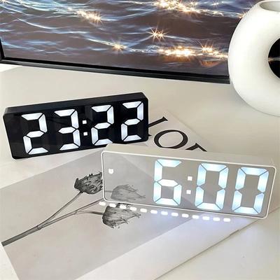 Reloj Despertador Digital LED Control de Modo Nocturno LED Relojes Decoraciones de Mesa Recargable Repetición Electrónico Voz Música Hogar Pared Escritorio