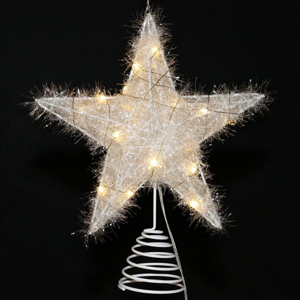 Hollow Xmas Tree Ornament 3D Glitter Star Glowing Tree Topper Creative Christmas Trees Topper