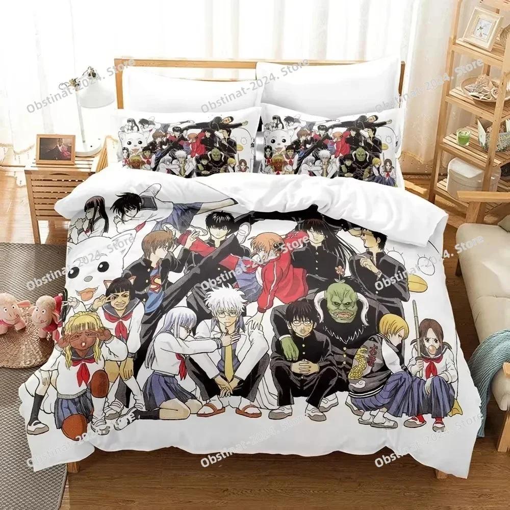 Anime GINTAMA Gintoki Printed Bed Set Duvet Cover Pillowcase Bedding Set Bed Linen Sheet Quilt Cover Full Queen King Size