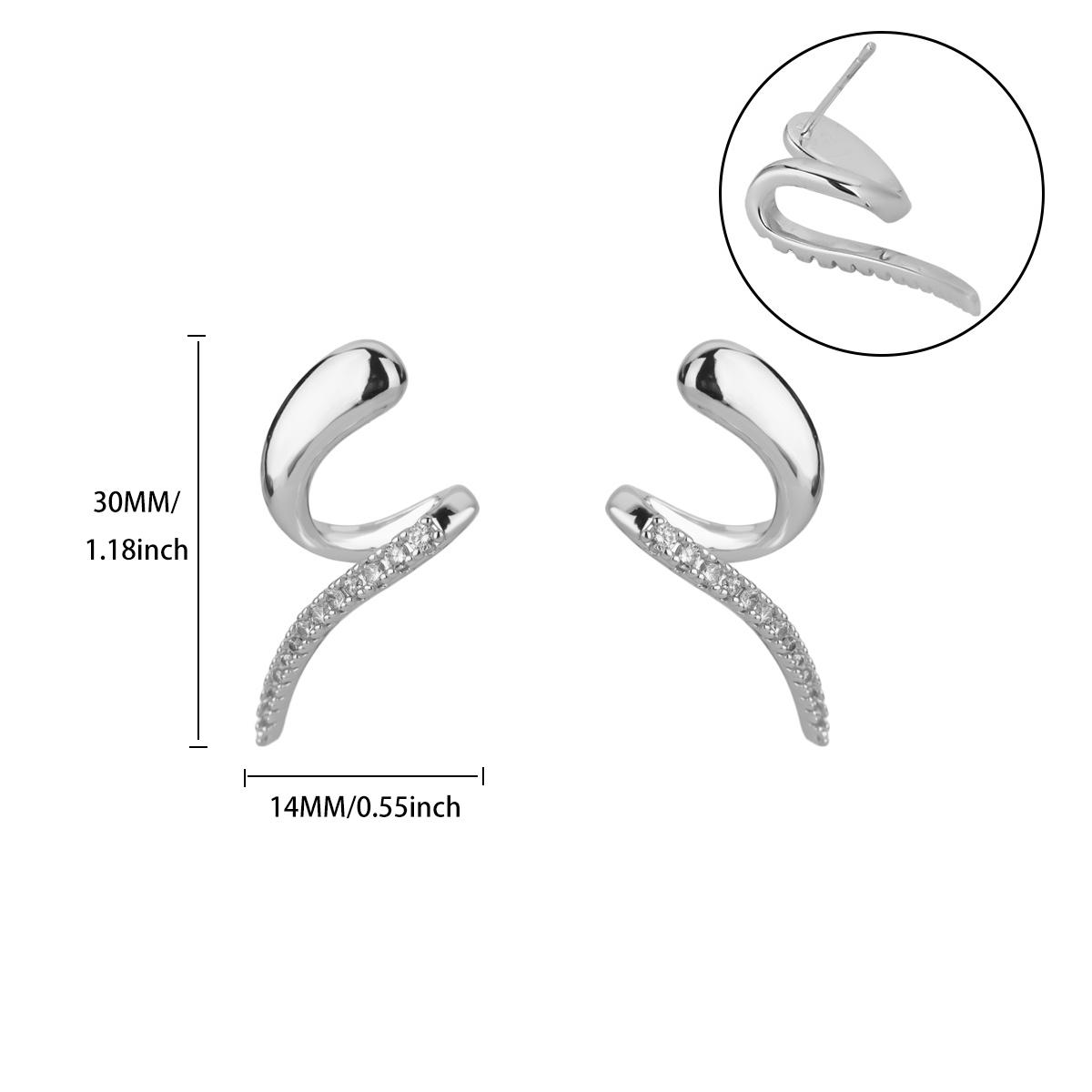 

Luxury Geometric Snake Stud Earrings for Women Stainless Steel Gold Color Animal Piercing Earring 2026 Fashion Wedding Zircon