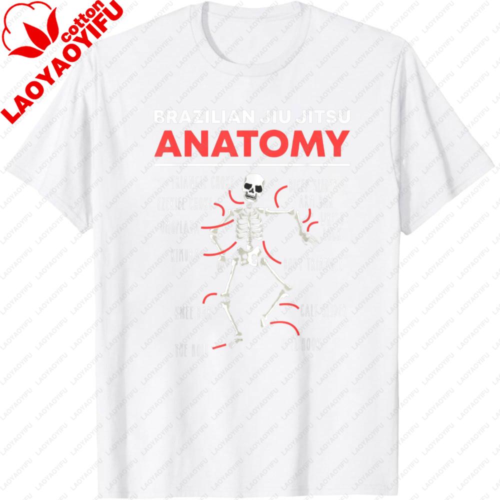 Brazilian Jiu Jitsu Anatomy Men TShirt Skeleton BJJ Techniques Funny Jiu Jitsu Gift Summer Short Sleeve Cotton Casual Tops
