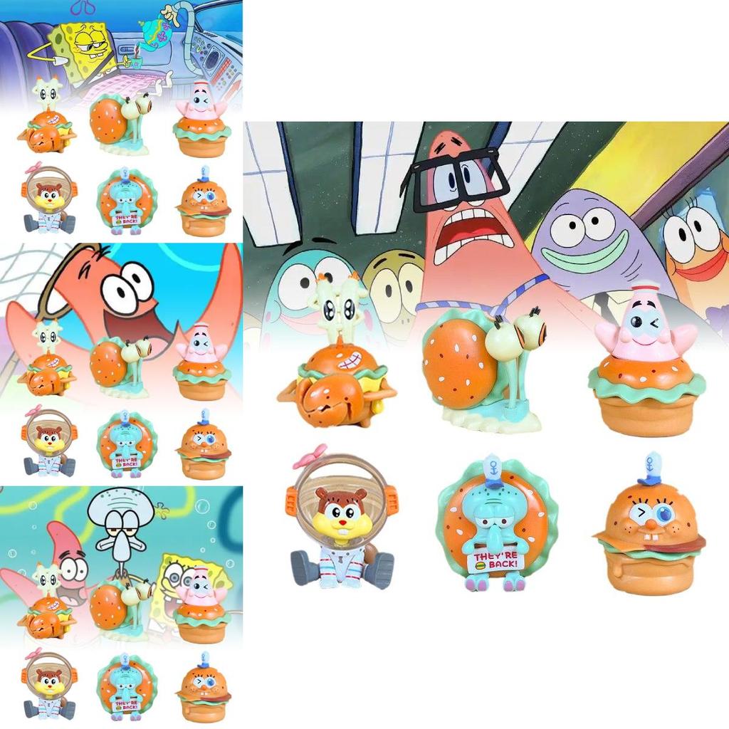 Adorável Conjunto de Figuras de PVC de Armadilha de Caranguejo do Bob Esponja Calça Quadrada Para Decorações de Festa de Aniversário