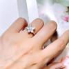 Huitan Exquisite Flower Shaped Finger Ring for Women Silver Color Dazzling Cubic Zirconia Wedding Accessories Aesthetic Jewelry