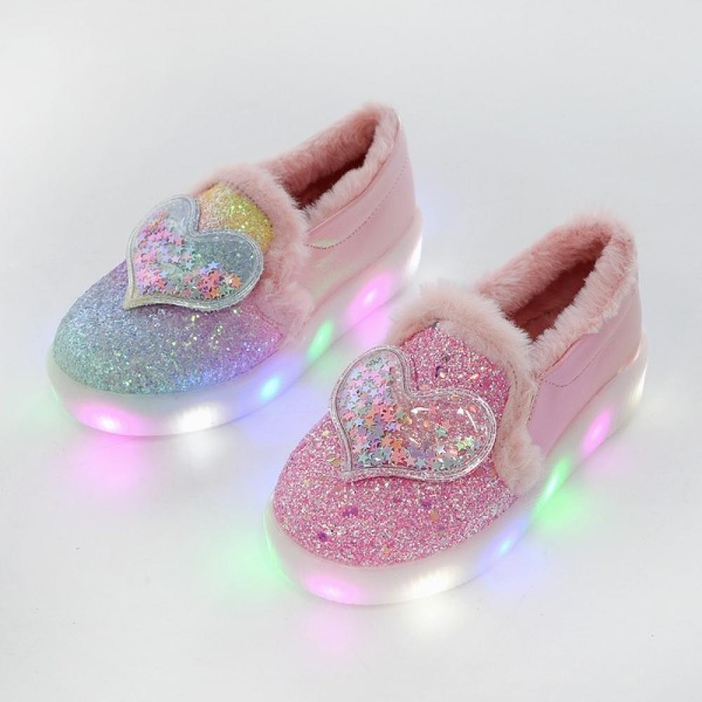 

Levisfoot Meriem Angel Fur Lining Kids Girl Led Slip On purple/180mm