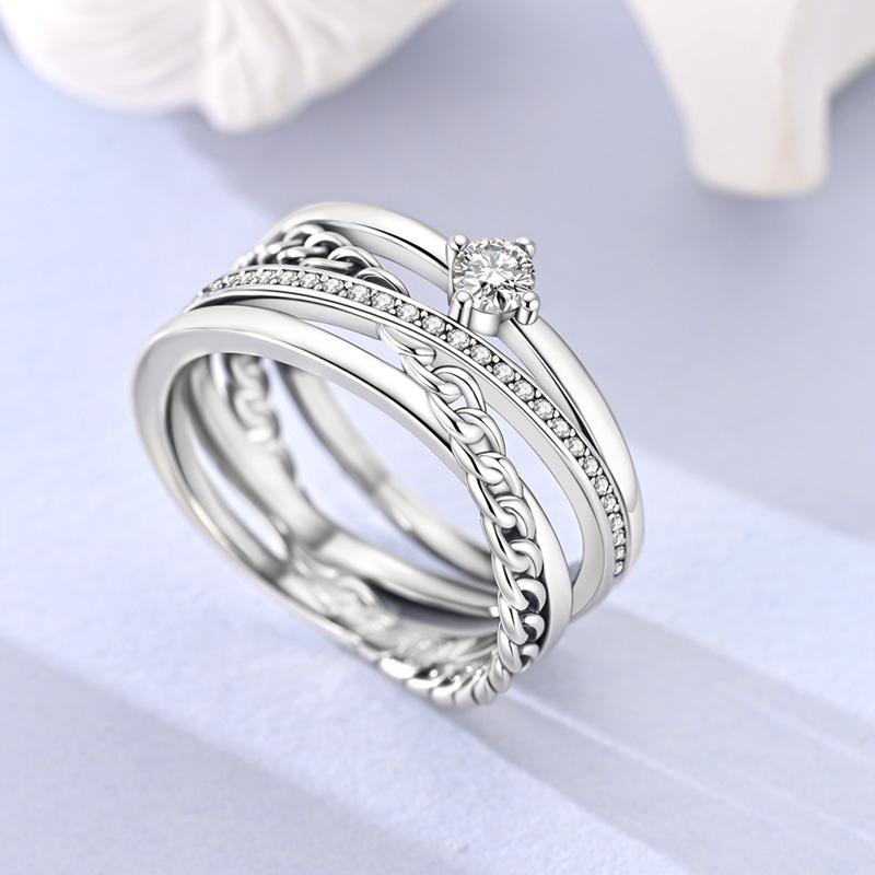Original 925 Silver Ring Sparking Infinite Love Entwined Rings for Women Girls Jewelry Birthday Anniversary Engagement Gifts