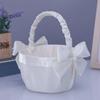 Pearl Handle Flower Basket Wedding Lace Bride Basket Pearl Decorative Flower Basket