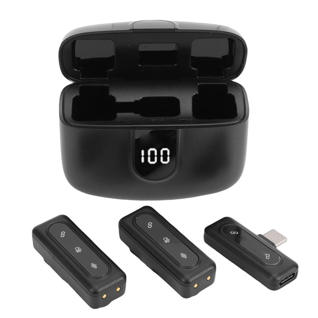 2.4G Wireless Lavalier Microphone Noise Cancelling Bluetooth Clip On Lapel Mic for Mobile Phone Live Streaming Video