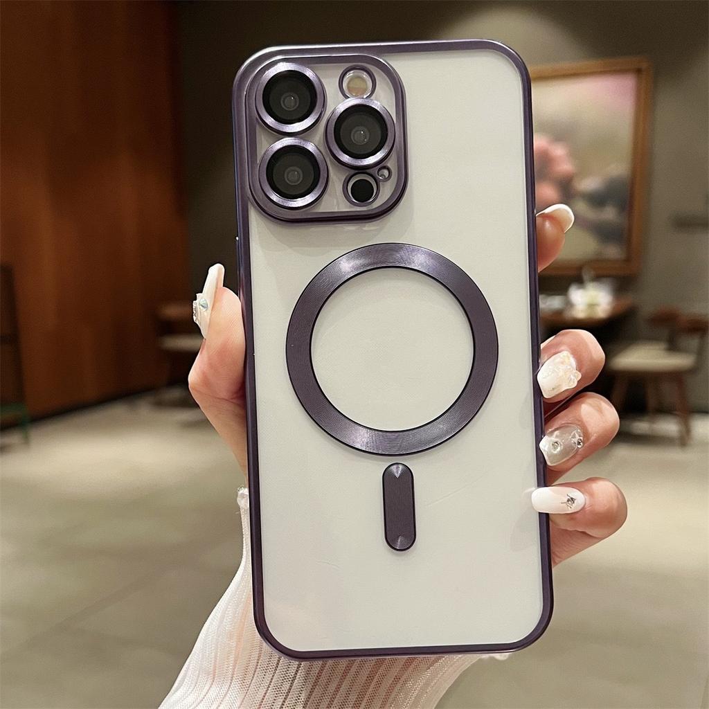 Applicable To Apple 14Pro Mobile Phone Case IPhone 15 Original Color Matte Electroplated Matte Titanium Silver TPU Magnetic Case