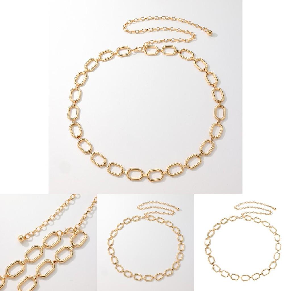 Geometric Oval Metal Belt Chain For Women With Elegant Design For Casual And Office Wear