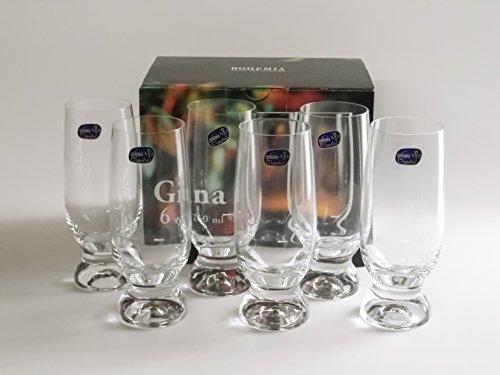 Bohemian Glass Gina Tumblers (Beer Glasses), Set of 6, Dishwasher Safe, Crystallex