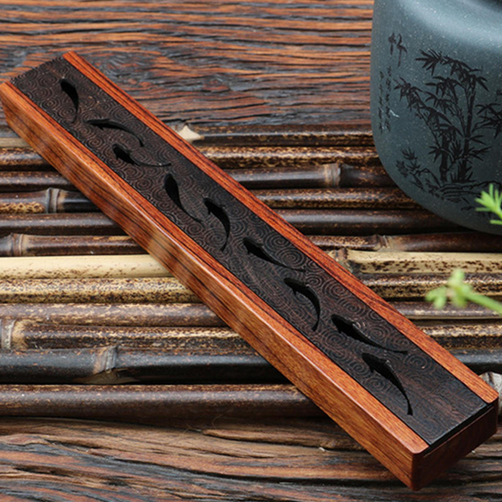 Handcrafted Wooden Incense Holder for Home and Office Fish Lid
