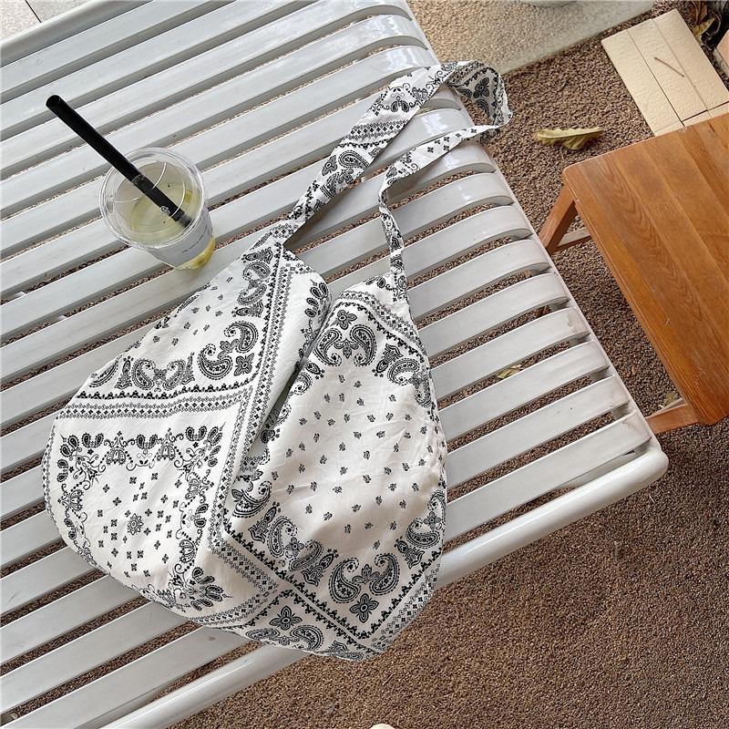 1 Light Retro Cashew Flower Oblique Span Shoulder Bag Casual Shopping Bag Fashion Canvas Bag Women
