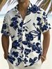 Tropical Leaf Print Short Sleeve Shirt, Casual Button Up Summer Shirt for Men