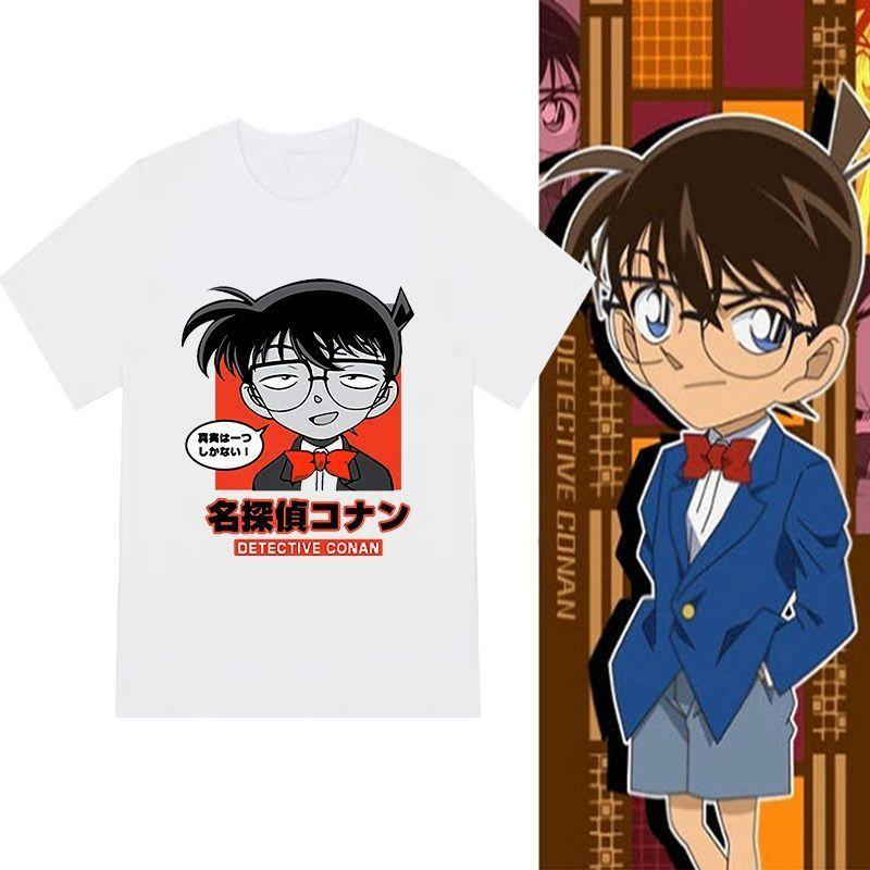 Maglietta Grafica Detective Conan Vintage Stampa Anime Giapponese Manica Corta Oversize Alta Qualità Casual Girocollo Cotone Unisex Streetwear Top T-shirt