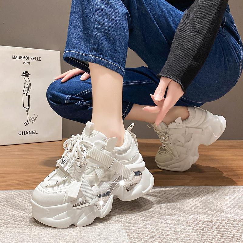 Women Platform Sneakers 6CM Sping Mesh Chunky Casual Dad Shoes Sports Vulcanized Shoes Woman Colorful Female Sneakers