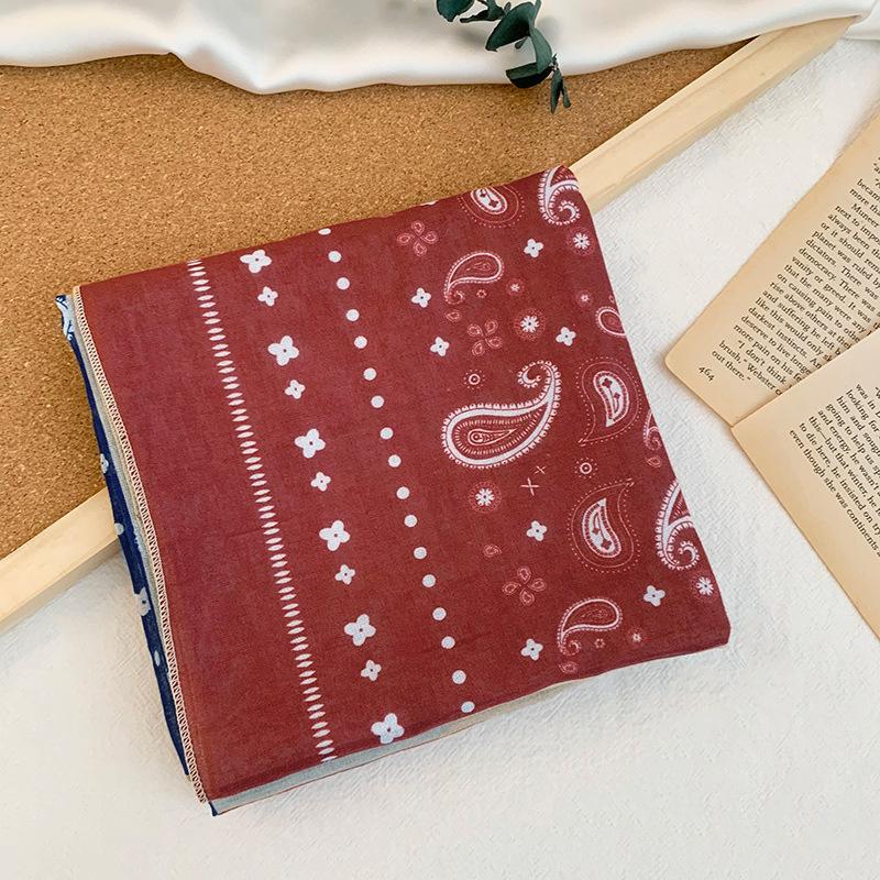 Cotton square scarf, silk scarf, high-end new small shawl, neck protector, small scarf, multi-purpose floral headscarf, headband, hair tie