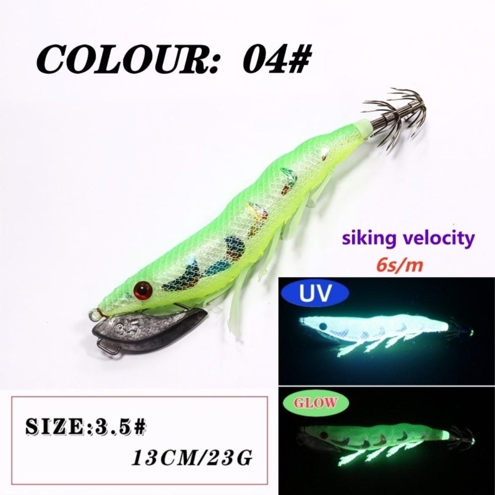 Glow Shrimp Hook Squid Jigs Life-like Design UV Crowns Sea Fishing Lure Noise Sound 23g Weight Hard Bait Sea Fishing
