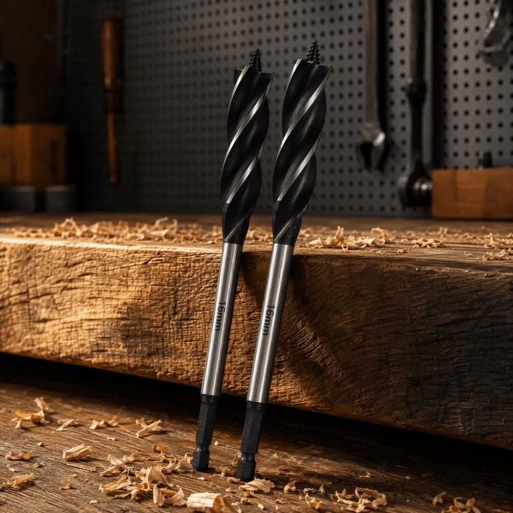1pcs /2pcs 4-Groove Hex Shank Auger Drill Bit High Carbon Steel Woodworking Drill Bit For Carpenter