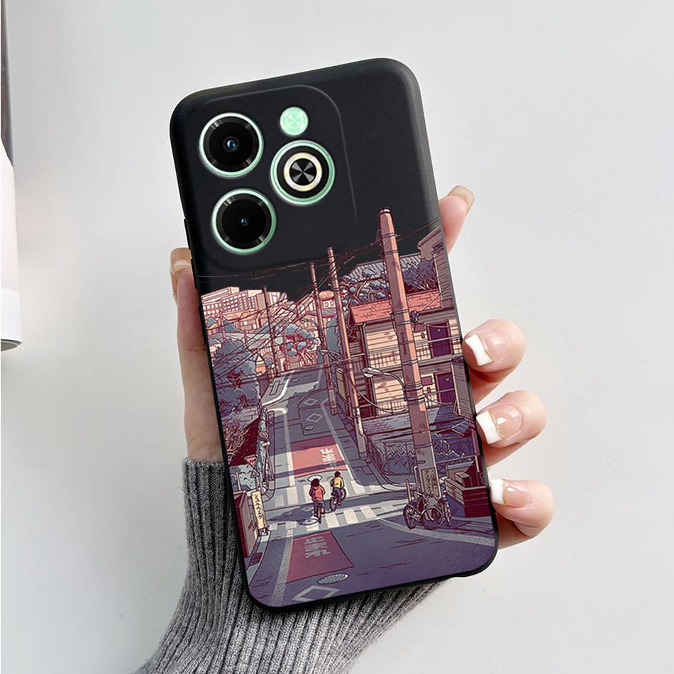 For Infinix Hot 40i Case Hot40i Fashion Marble Black Silicone Soft Phone Case For Infinix Hot 40i 40 i X6528B Back Cover Fundas