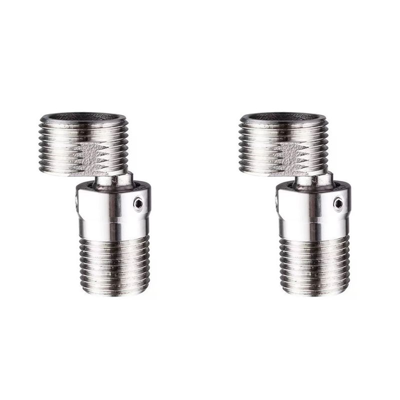 

ABJI-2X New Angled Curved Foot 360° Rotatable Angle Adjustment Eccentric Screw Corner Wall Mounted Shower Faucet Adapter серебряный