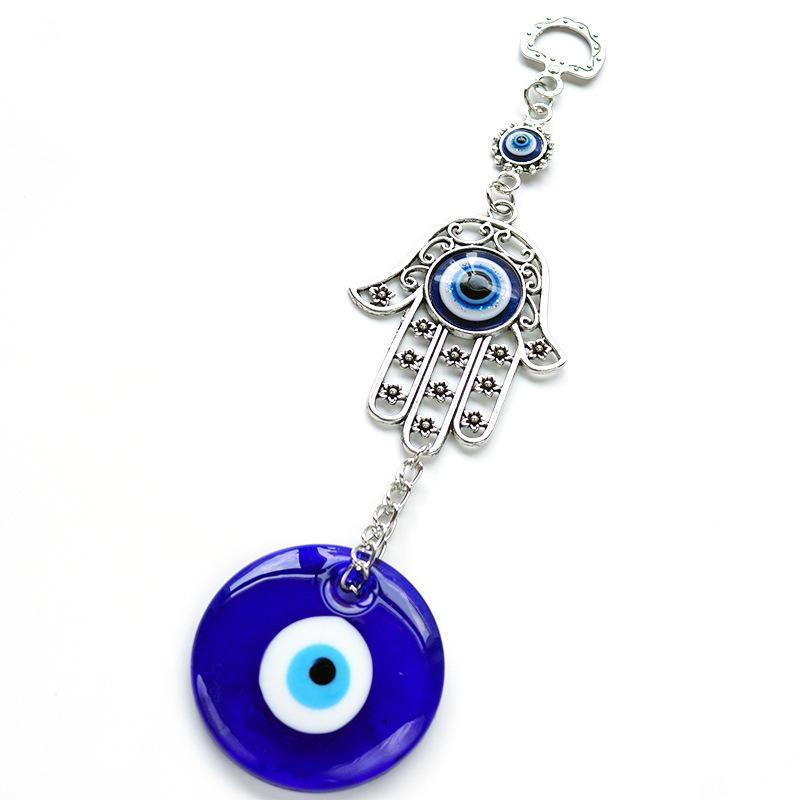 1 Devil's Eye Pendant, Palm Alloy Blue Glass Eye, Garden Decorative Craft Pendant, Devil's Eye Palm Hanging Ornament