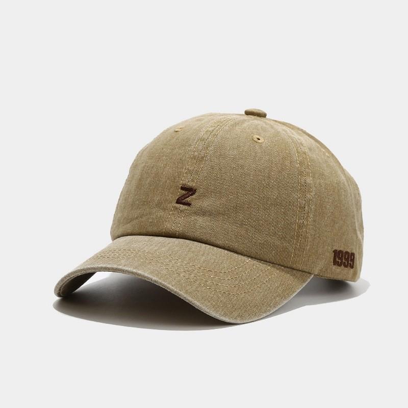 Classic Embroidered Waterwash Baseball Cap With Wide Brim For Outdoor Sun Protection Khaki