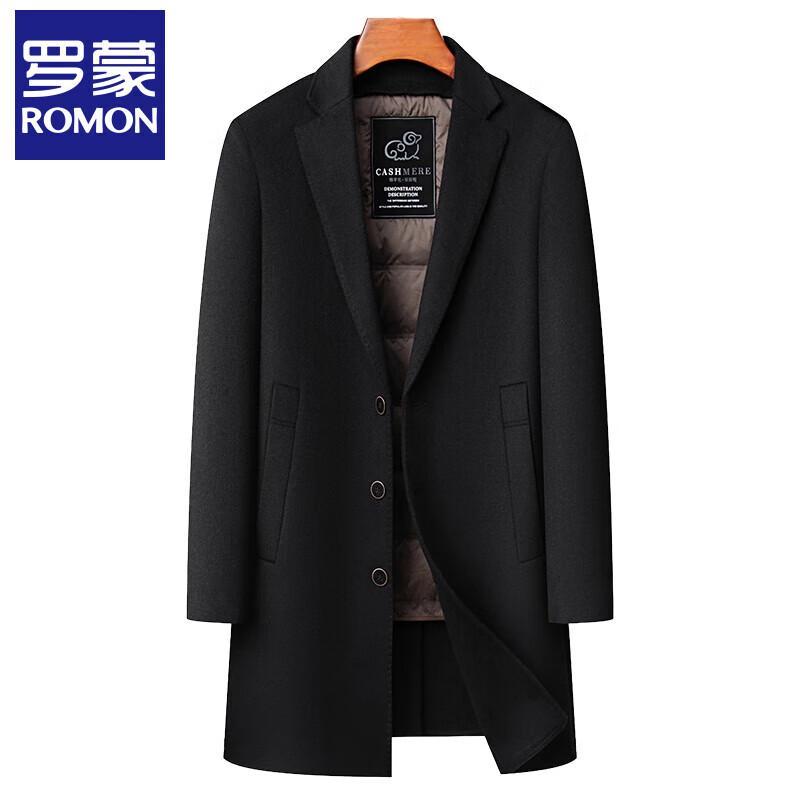 Luomeng Men's Mid-Length Wool Blend Overcoat with Detachable Down Liner