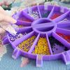 Multi Functional Diamond Painting Tray Set Fan Shaped Bead Sorting Tray with Stands Brush and Spoon for Rhinestone Art DIY Craft Supplies