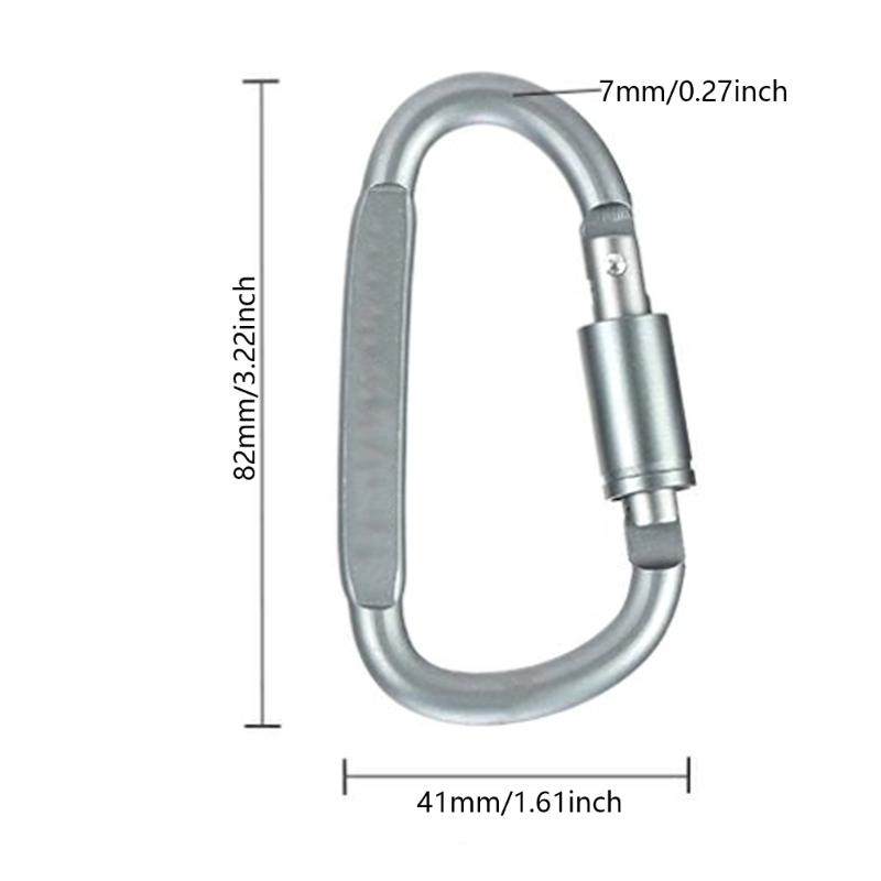 6Pcs Aluminum 20KG D Shape Carabiner Backpacking Climbing Buckles with Screw Gate For Safe Climbing Sport and Adventure