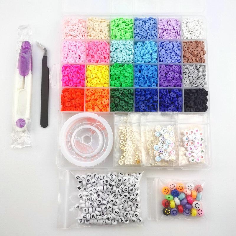 6000 Pcs Clay Beads Bracelet Making Kit Friendship Bracelet Kits Flat Beads for Jewelry Making Bracelet Necklace DIY Crafts Gift