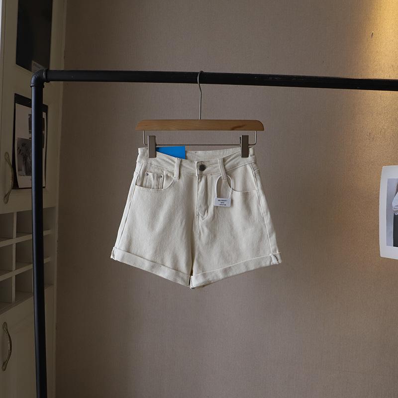 

Би Чжэн 2025 Лето Корейские облегающие шорты А-силуэта с высокой талией и эффектом похудения S бежевый