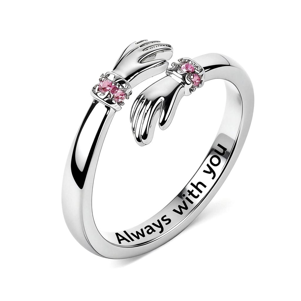 Trendy Adjustable European-American Double Ring with Inlaid Diamonds
