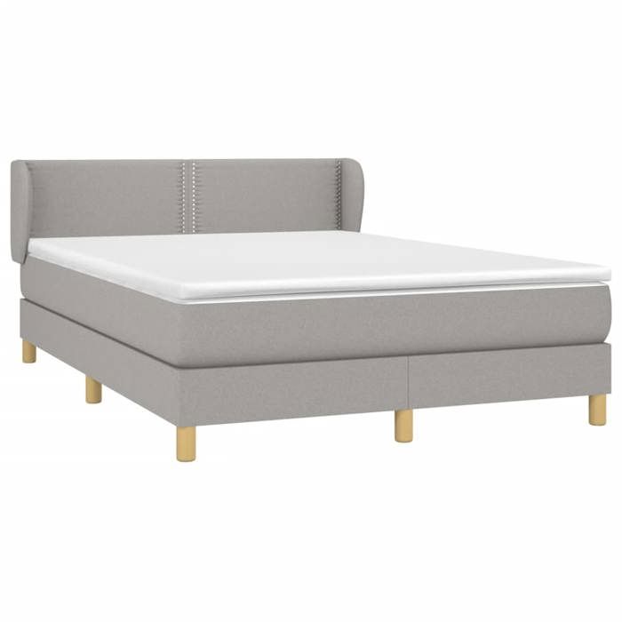 VidaXL Divan Bed with Mattress Light Grey 140x190cm Fabric - Model 3126717