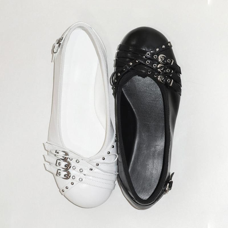 

Cowhide version~ French Spice Girl style shallow mouth ballet shoes for women 2025 summer new fashion versatile casual single shoes for women 40