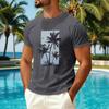 Men's Summer Casual Short Sleeve T-Shirt Hawaiian Print Crew Neck Quick Dry Breathable Sun Protection Ice Silk Fabric Top