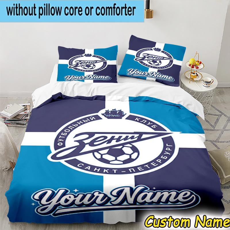Custom Name Zenit Football Bedding Set 3PCS Duvet Cover Closure Includes 1 Duvet Cover & 2 Pillowcases for All Seasons Bedroom Decor