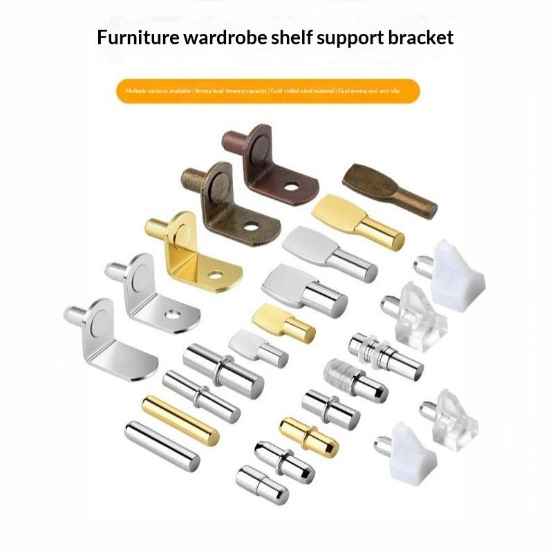 50Pcs Cold Rolled Steel Shelf Support Pegs Electroplated Finish Various Sizes For Home Cabinet Wardrobe Bookshelf