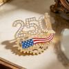 Commemorative Brooch for Men & Women Rhinestone-Encrusted Zinc Alloy Pin Ideal Accessory for Clothing, Blazers & Coats