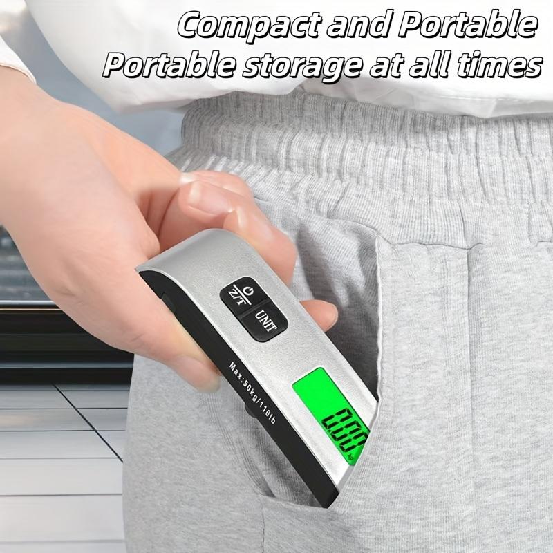 Compact 110lb/50kg Digital Luggage Scale with Backlit Display, Handheld Electronic Scale, Displays Room Temperature, Batteries Included.