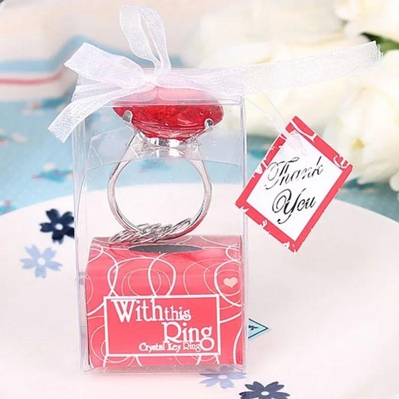 Fashion Accessories Small Gifts Party Favors Wedding Gifts Diamond Ring Shape Keychain Key Accessories Wedding Gifts for Guest