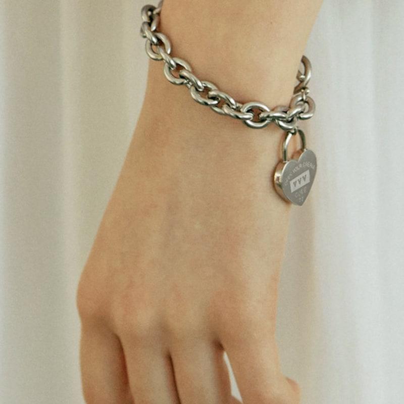 VVV Signature Logo Heart Chain Toggle Surgical Bracelet